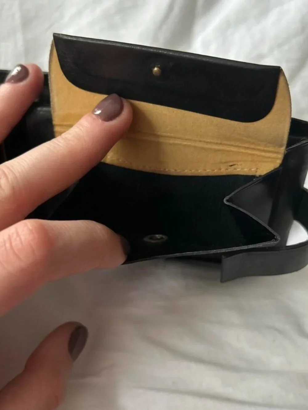 Vintage Buxton Black Leather Card Holder with Lace Detailing
